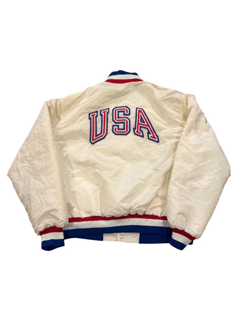 Vintage 1984 Swingster U.S. Amateur Baseball Team USA Spellout Satin Jacket XL